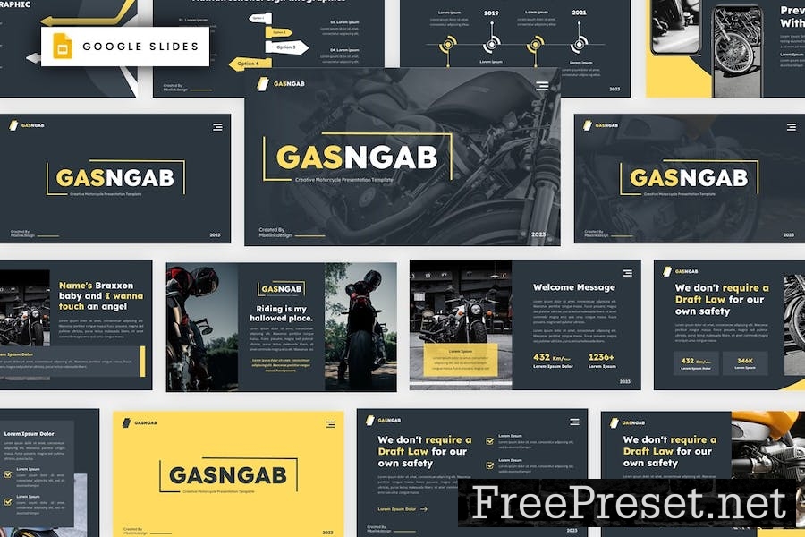 GASNGAB Creative Motorcycle Google Slides Template HB79RGK