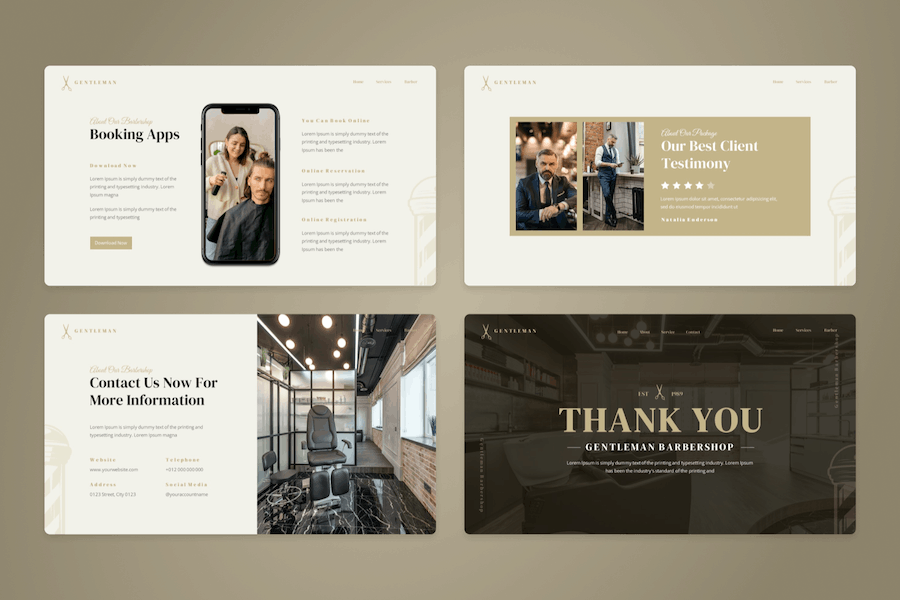 Gentleman Barbershop & Shaving Keynote Template CW8PZWP