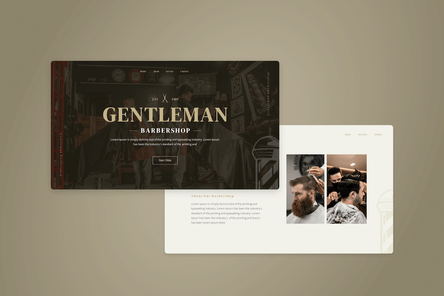 Gentleman Barbershop & Shaving Keynote Template CW8PZWP