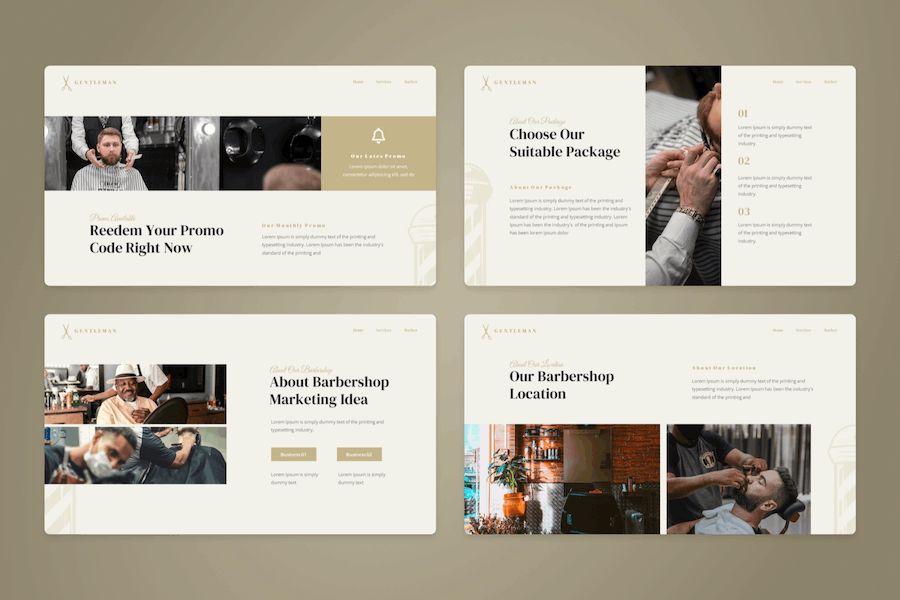 Gentleman Barbershop & Shaving Keynote Template CW8PZWP