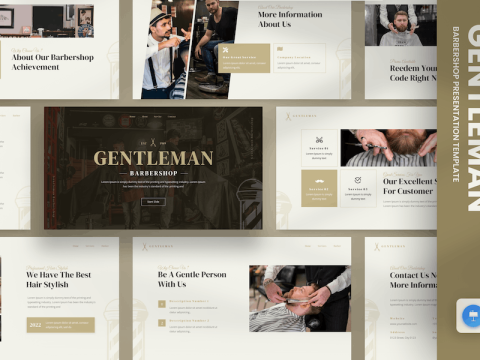 Gentleman Barbershop & Shaving Keynote Template CW8PZWP