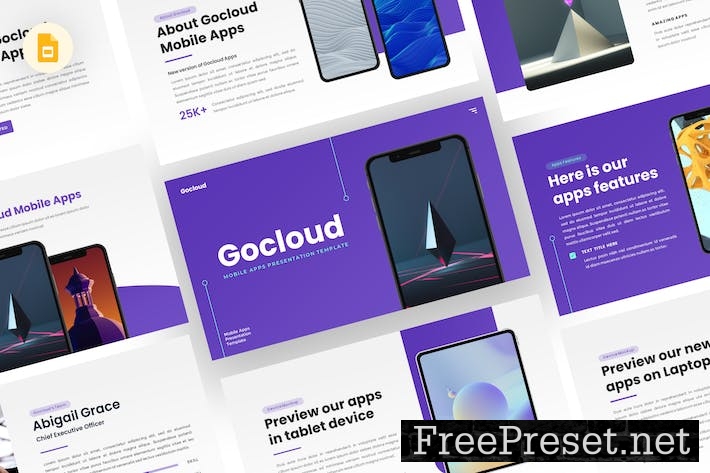 Gocloud - Mobile App Google Slides Template 98LWWSC