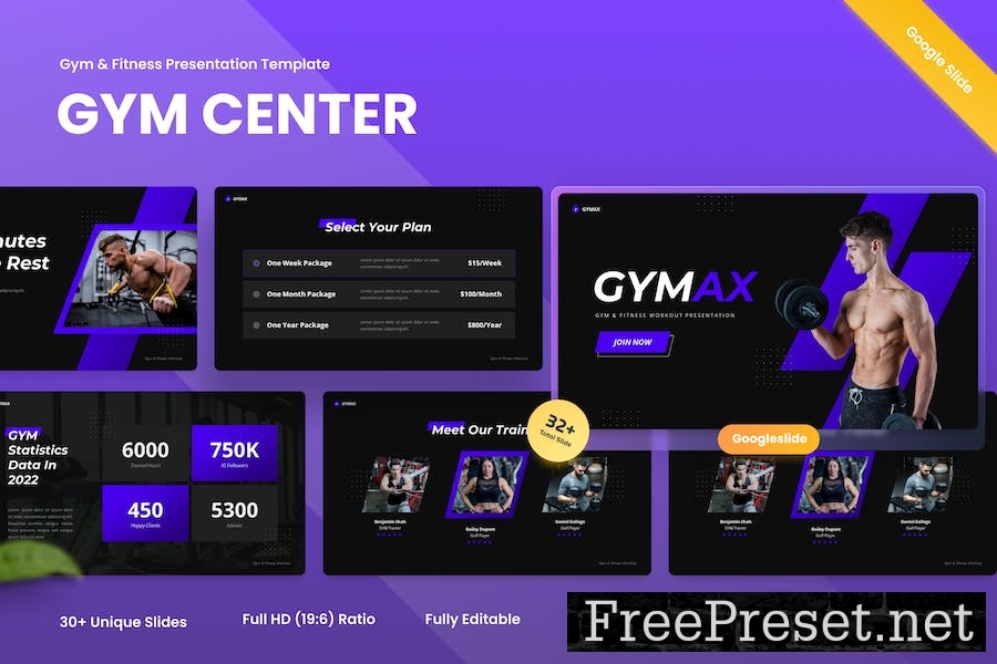 Gymax - Gym & Fitness Google Slides Template