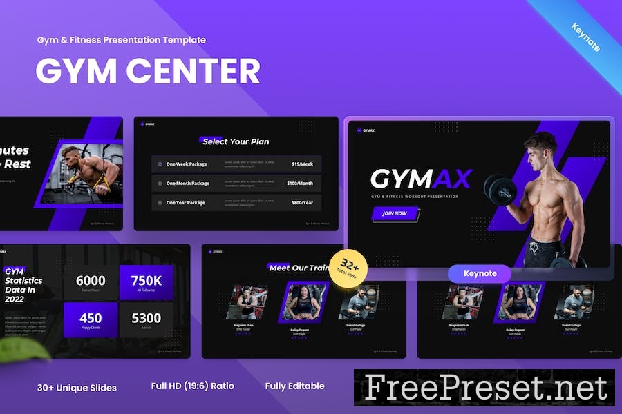 Gymax - Gym & Fitness Keynote Template PP3Y2LM