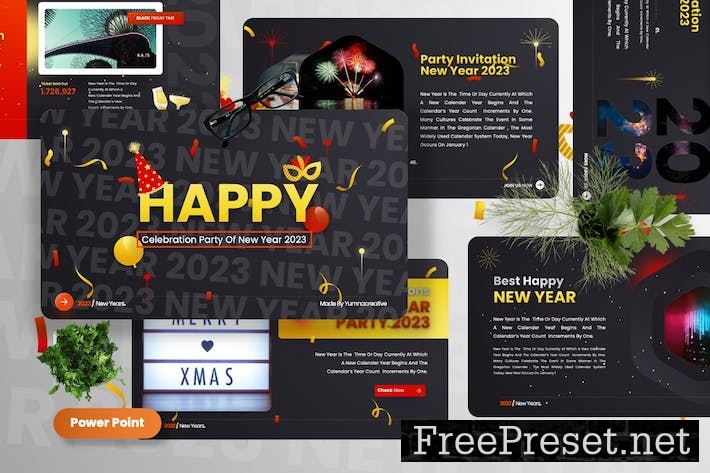 Happy - 2023 New Years Powerpoint Template JLYDYLN