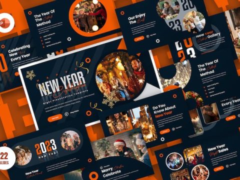 Happy New Year PowerPoint Presentation Template K8CZR9B