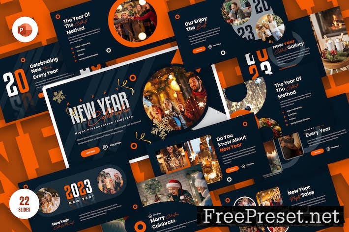 Happy New Year PowerPoint Presentation Template K8CZR9B