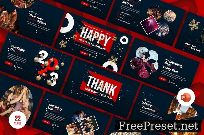 hapy New Year PowerPoint Presentation Template 87ZD8ZM