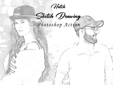 Hatch Sketch Drawing Photoshop Action 10946011