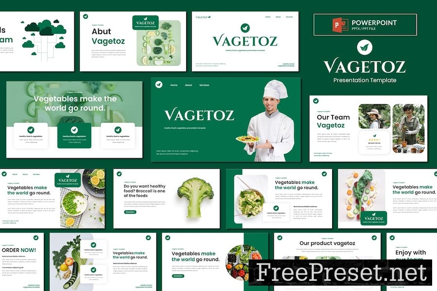 Healthy food & vegetables Powerpoint Template U3B3MRA