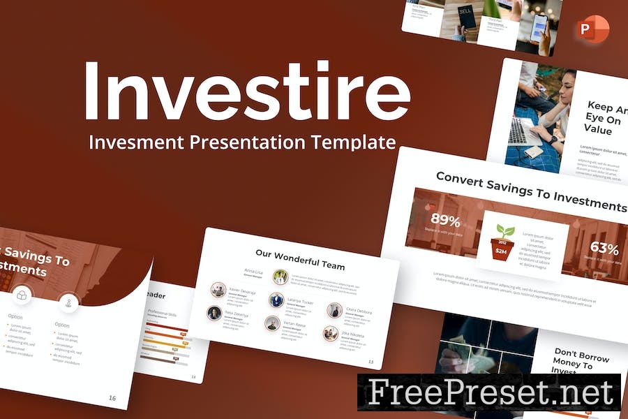 Investire Maroon Minimalist Invesment PowerPoint PPTH87D