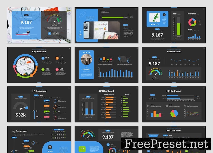 Key Dashboard PowerPoint Presentation Template 768Q59T