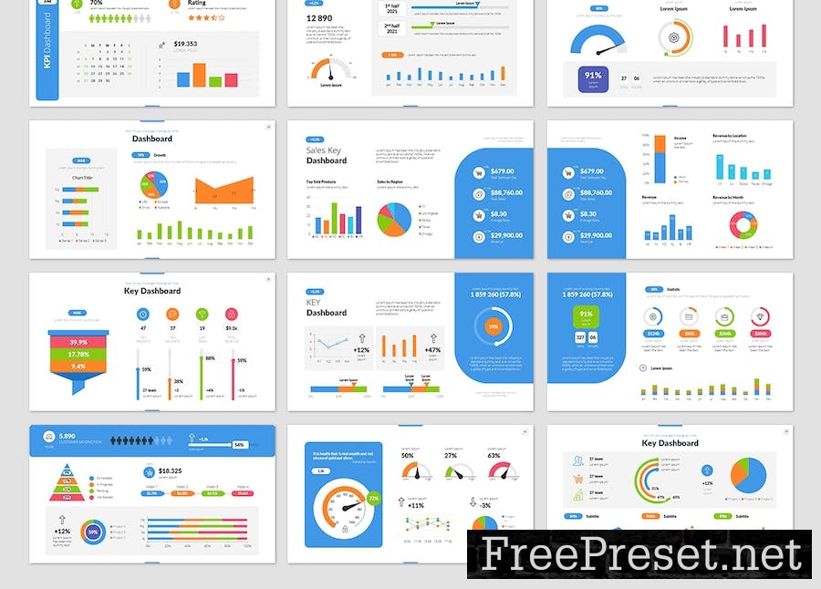 Key Dashboard PowerPoint Presentation Template 768Q59T