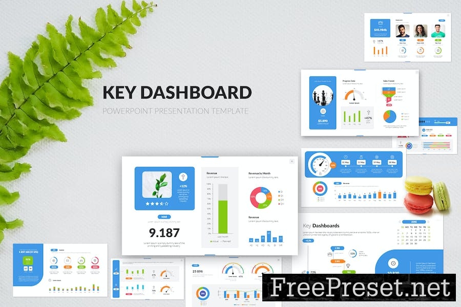 Key Dashboard PowerPoint Presentation Template 768Q59T