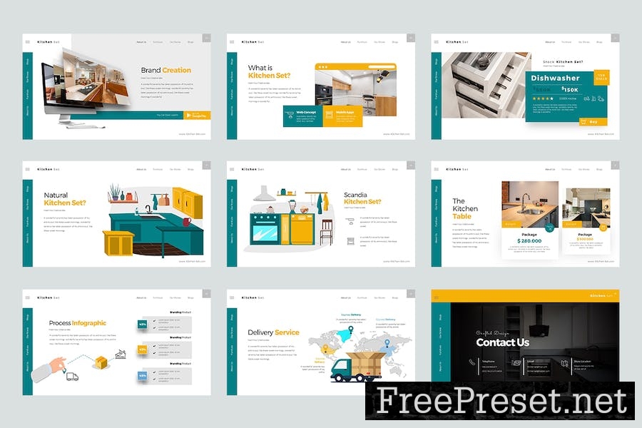 Kitchen Set Keynote Templates V9W6W28
