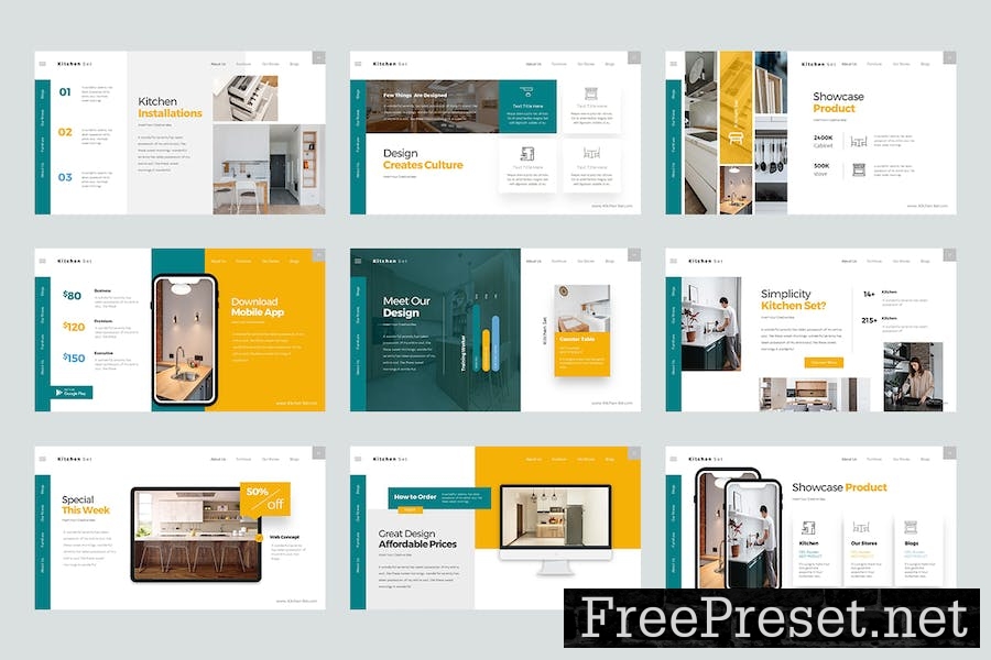 Kitchen Set Keynote Templates V9W6W28