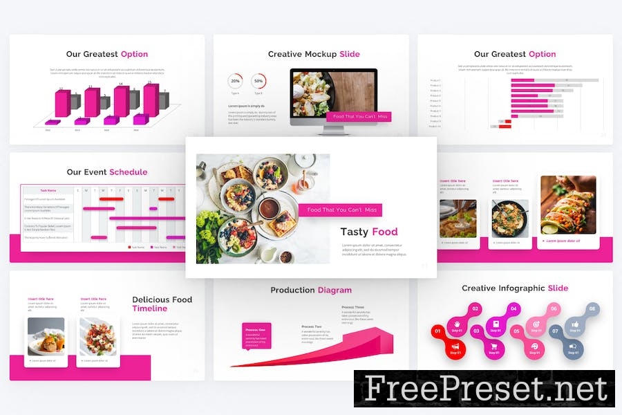 Lasagna Pink Creative Food Geometric Google Slides 6VPTZQS