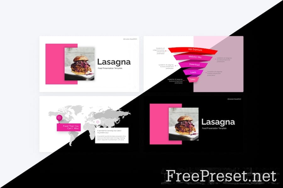 Lasagna Pink Creative Food Geometric Google Slides 6VPTZQS