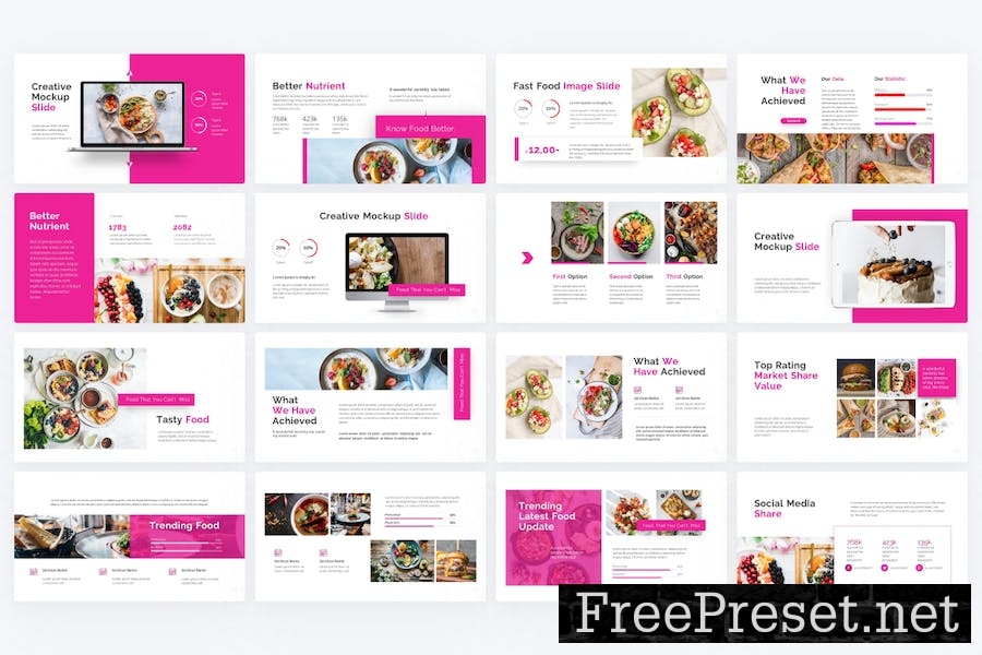 Lasagna Pink Creative Food Geometric Google Slides 6VPTZQS