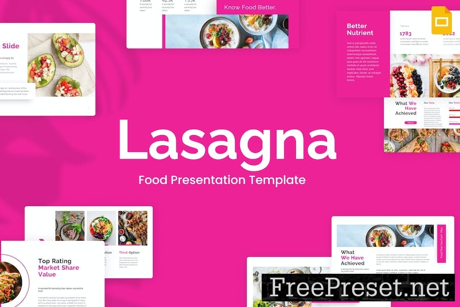 Lasagna Pink Creative Food Geometric Google Slides 6VPTZQS