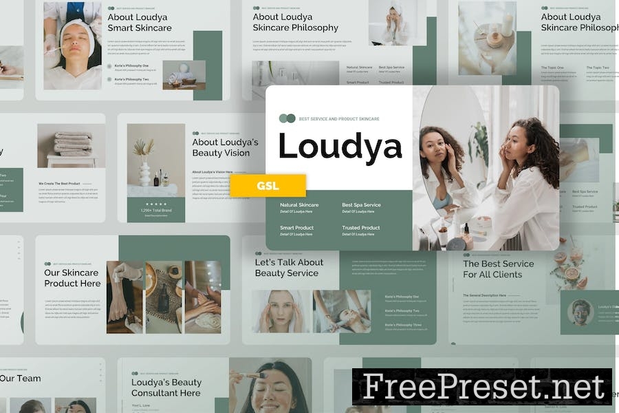 Loudya - Beauty Skincare Google Slides Template BM53273