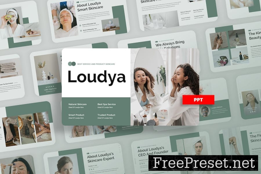 Loudya - Beauty Skincare PowerPoint Template BY7RBVJ