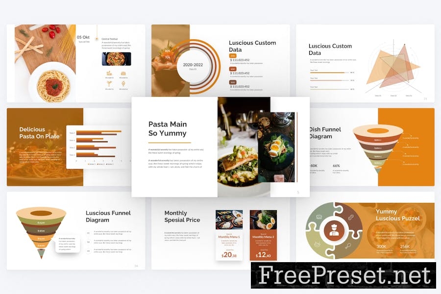 Luscious Orange Modern Food PowerPoint FHUM89Y