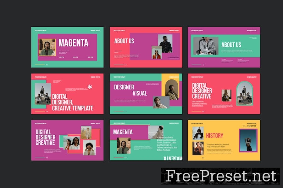 Magenta Google Slide Template TUWGSZB