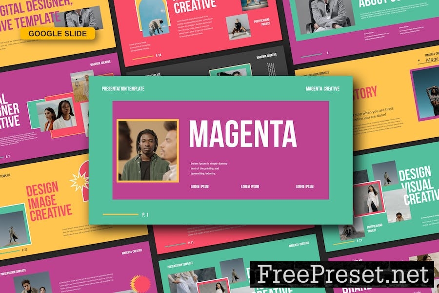 Magenta Google Slide Template TUWGSZB