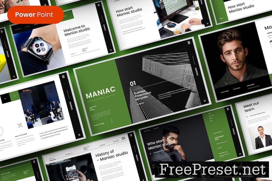 Maniac – Business PowerPoint Template 7QC9G4G