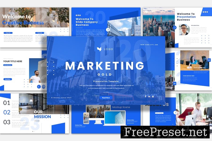 Marketing Gold Google Slides Presentation Template Q99TZQP