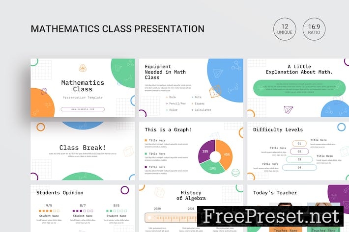 Mathematics Class Google Slides Template VMB3S83