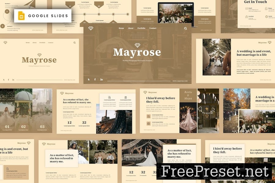 Mayrose - Wedding Google Slides Template NP6FRVN