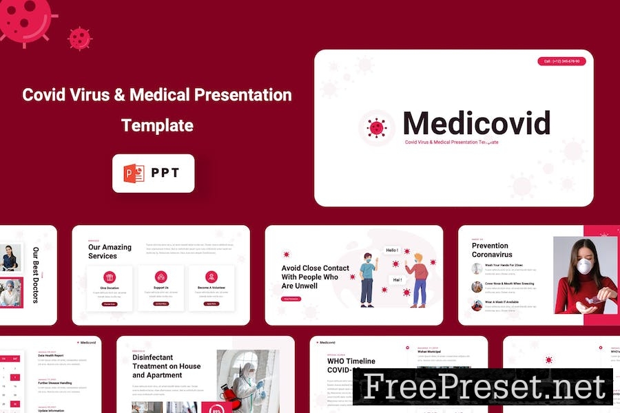 MEDICOVID - Medical Virus Powerpoint Template RACV3MX