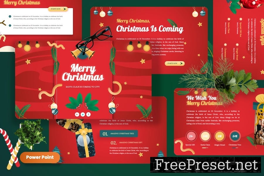 Merry - Christmas Powerpoint Template FUE4ZMX