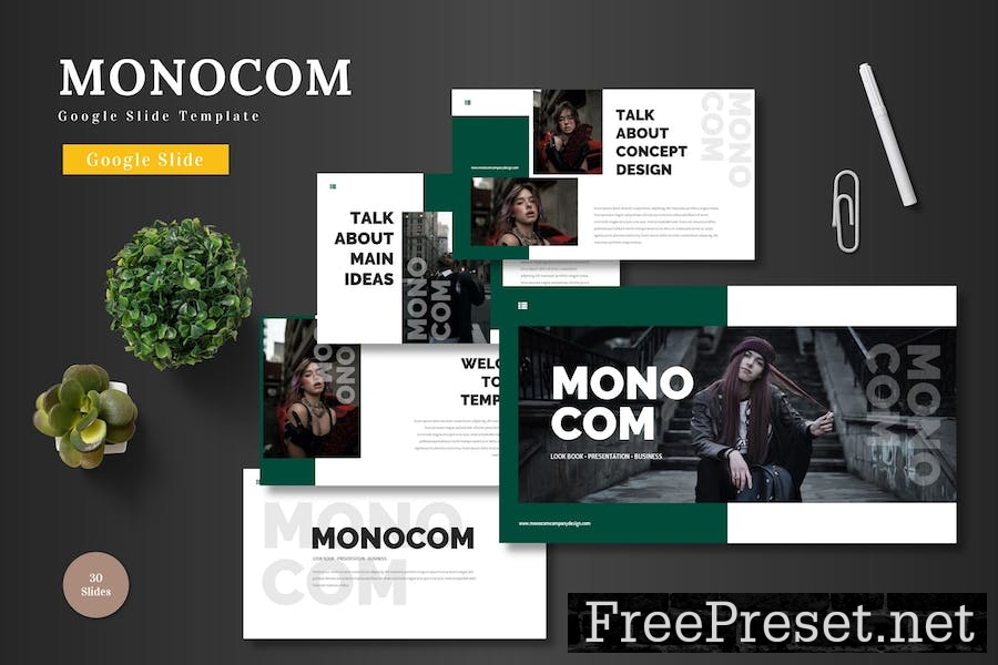 Monocom - Google Slide Template 4E342YB