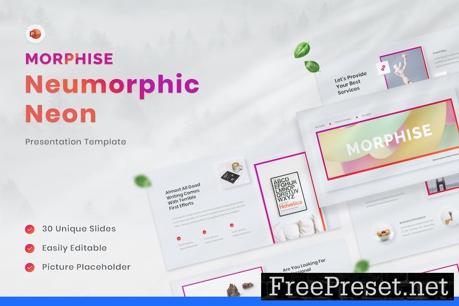 Morphise – Neumorphic Neon PowerPoint Template 4MKVL86