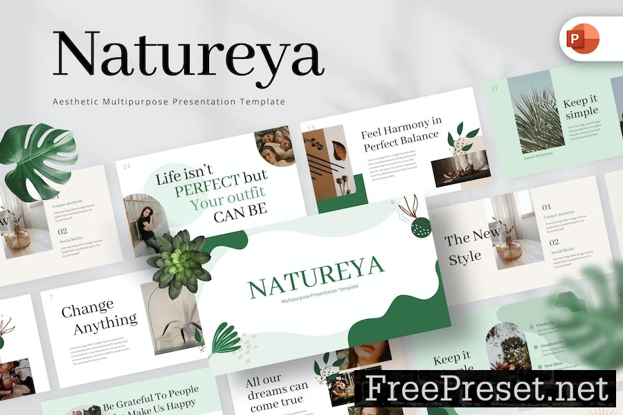 Natureya Aesthetic PowerPoint Template 77PT6BA