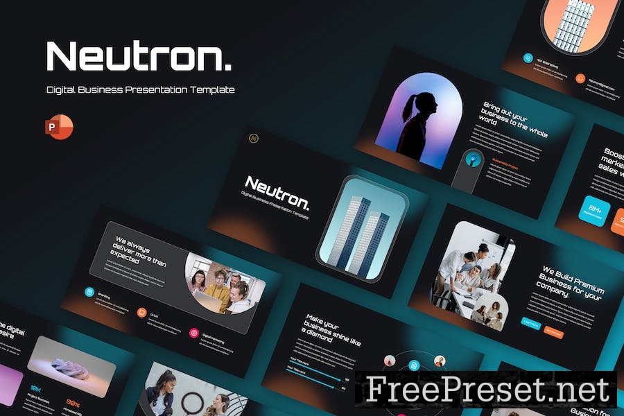 Neutron - Digital Business Powerpoint Template WZR3QNJ