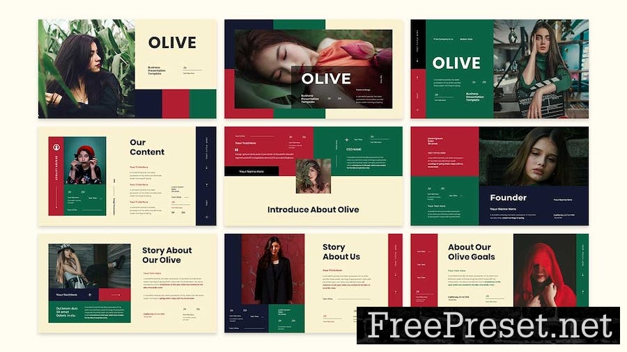 Olive Business Presentation Google Slide Template TK8PM3X