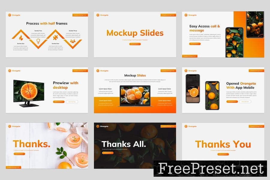 Orangeto - Fresh Fruit Powerpoint Template PRW8RVV