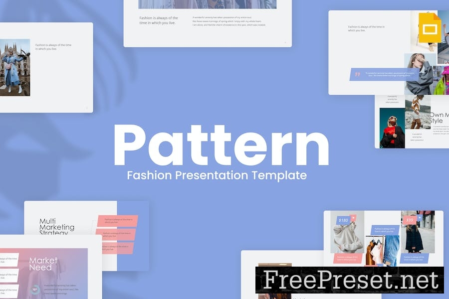 Pattern Soft Blue Modern Fashion Google Slides 3TWKE9U