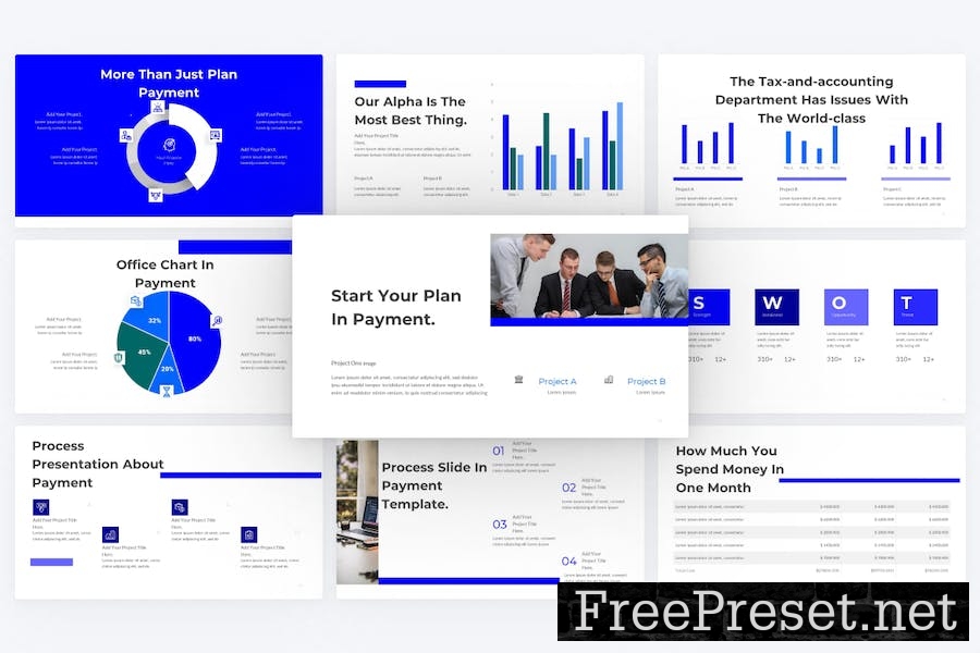 Payment Blue Finance PowerPoint Template H9DL6WP