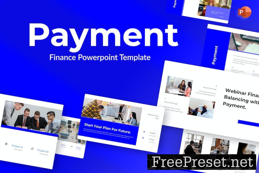 Payment Blue Finance PowerPoint Template H9DL6WP