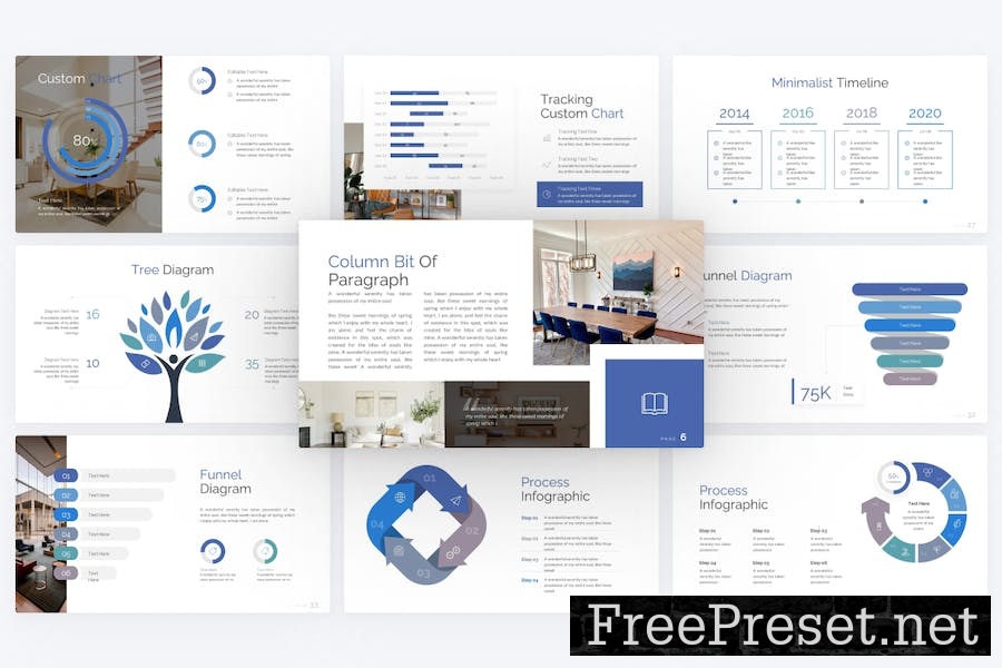 Picturesque Blue Minimalist Business Google Slides