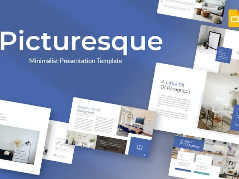 Picturesque Blue Minimalist Business Google Slides