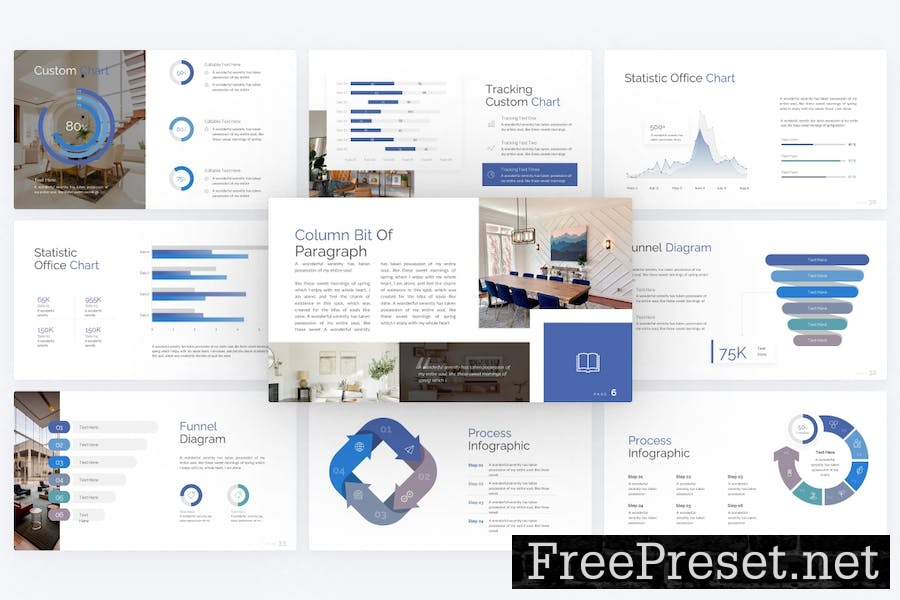 Picturesque Blue Minimalist Business PowerPoint