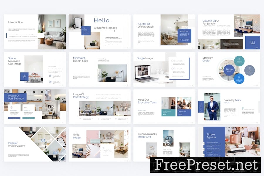 Picturesque Blue Minimalist Business PowerPoint