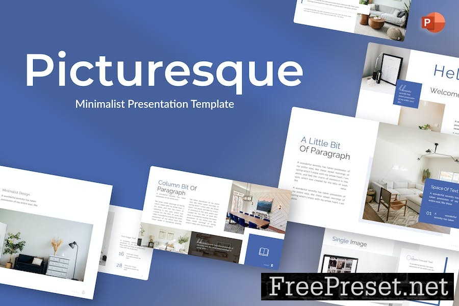 Picturesque Blue Minimalist Business PowerPoint