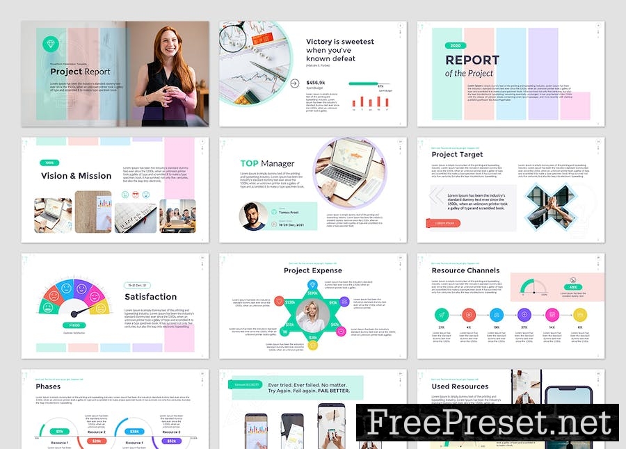 Project Report PowerPoint Presentation Template 7QCBY2V